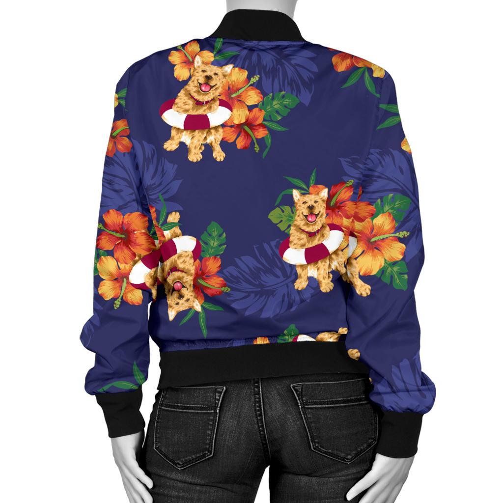 Hawaiian Themed Pattern Print Design H02 Women Bomber Jacket