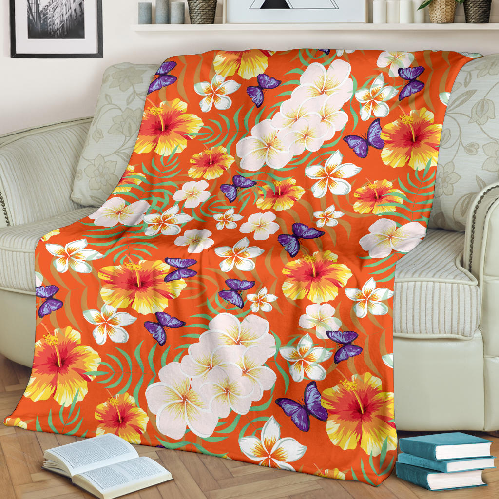 Tropical Flower Pattern Print Design TF027 Fleece Blanket