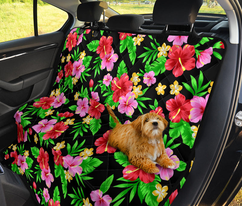 Pink Red Hibiscus Pattern Print Design HB023 Rear Dog  Seat Cover