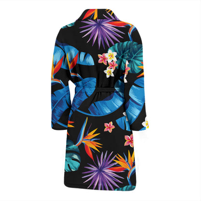 Tropical Flower Pattern Print Design TF018 Men Bathrobe