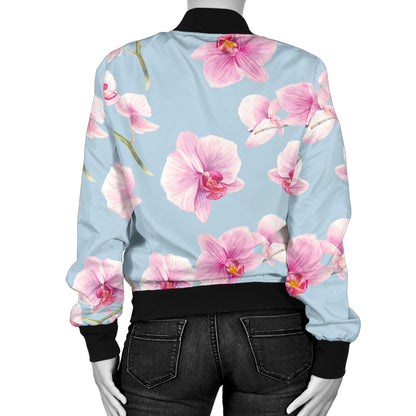 Orchid Pattern Print Design A01 Women's Bomber Jacket