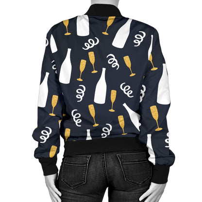 Champagne Pattern Print Design 01 Women's Bomber Jacket