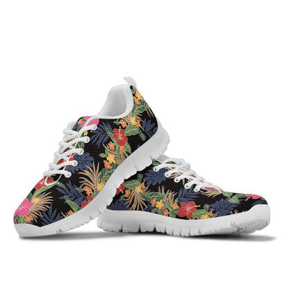 Hawaiian Themed Pattern Print Design H011 Sneakers White Bottom Shoes