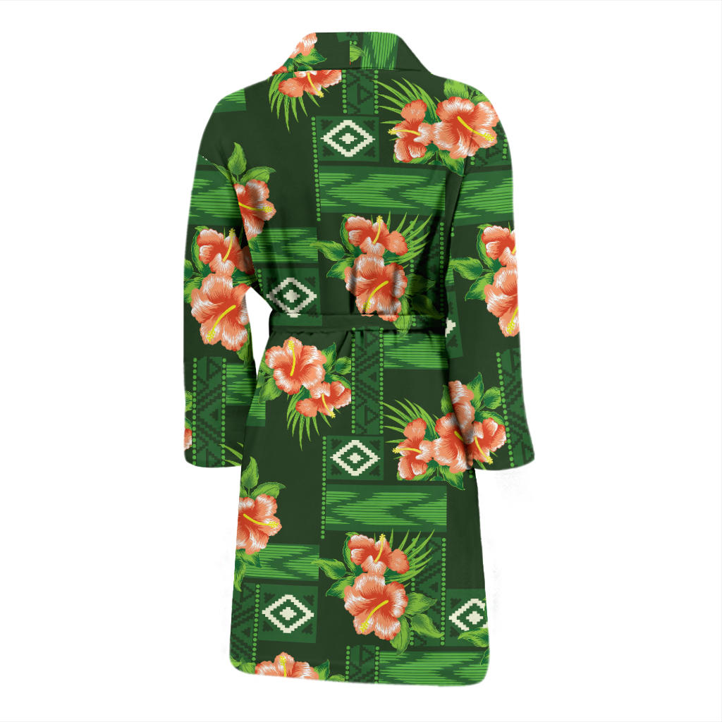 Hibiscus Pattern Print Design HB05 Men Bathrobe