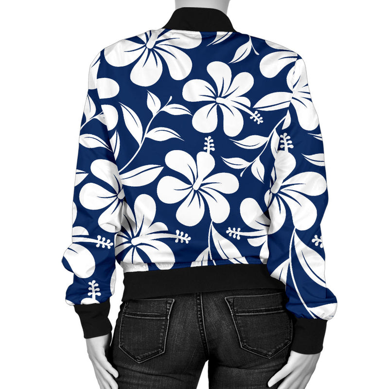 Hibiscus Pattern Print Design HB031 Women Bomber Jacket