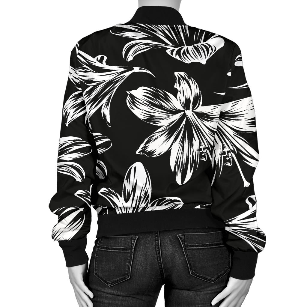 Amaryllis Pattern Print Design AL04 Women Bomber Jacket