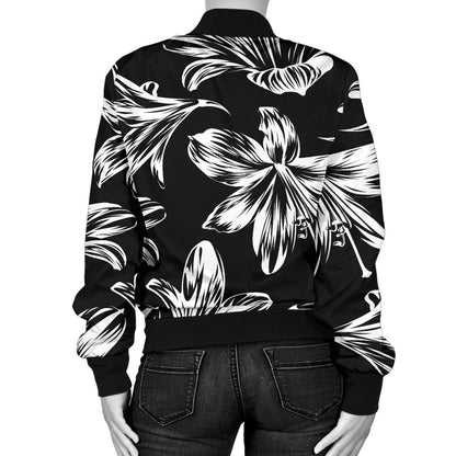 Amaryllis Pattern Print Design AL04 Women Bomber Jacket