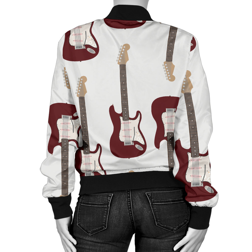 Bass Guitar Pattern Print Design 03 Women's Bomber Jacket