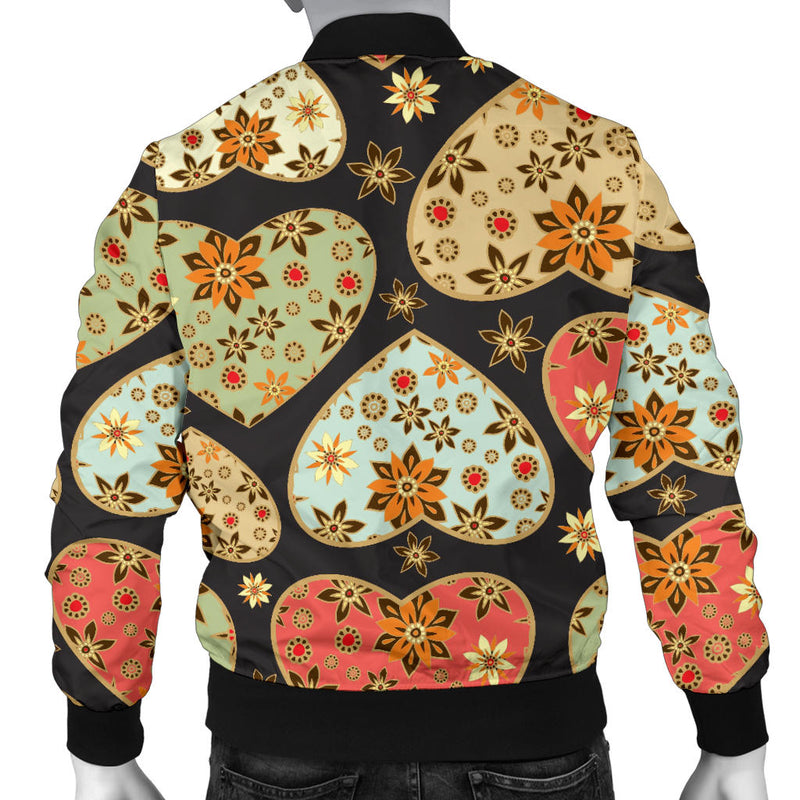 Heart Boho Pattern Print Design HE04 Men Bomber Jacket