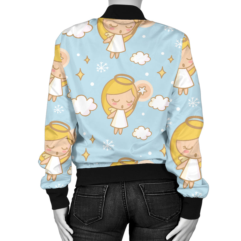 Angel Pattern Print Design 05 Women's Bomber Jacket