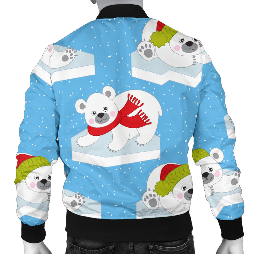Polar Bear Pattern Print Design PB06 Men Bomber Jacket