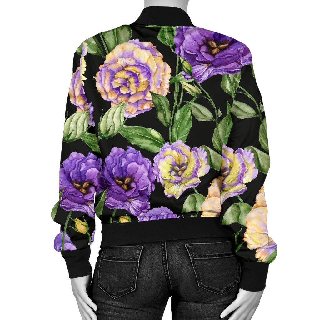 Lisianthus Pattern Print Design LT02 Women Bomber Jacket