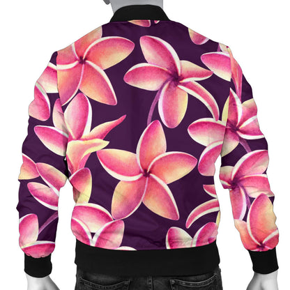 Purple Plumeria Pattern Print Design PM010 Men Bomber Jacket