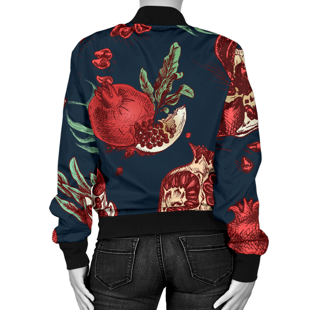 Pomegranate Pattern Print Design PG04 Women Bomber Jacket