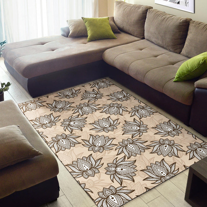 Lotus Boho Pattern Print Design LO05 Area Rugs