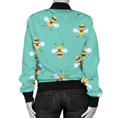 Bee Pattern Print Design 01 Women's Bomber Jacket
