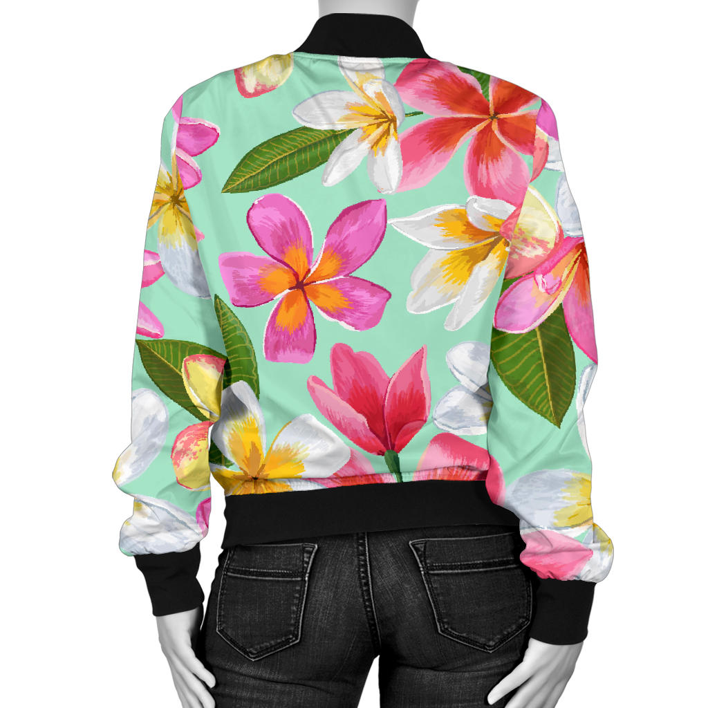 Plumeria Pattern Print Design PM014 Women Bomber Jacket