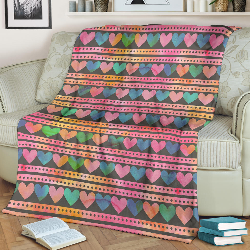 Heart Pattern Print Design HE010 Fleece Blanket