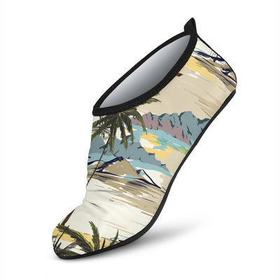 Palm Tree Beach Print Aqua Water Shoes