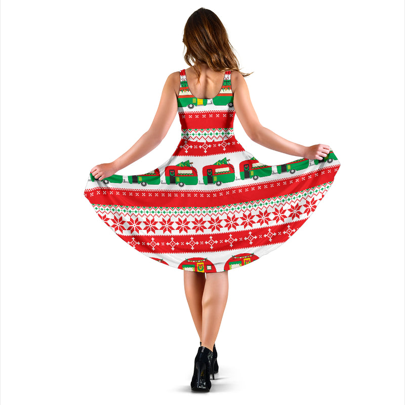 Camper Camping Ugly Christmas Design Print Midi Dress