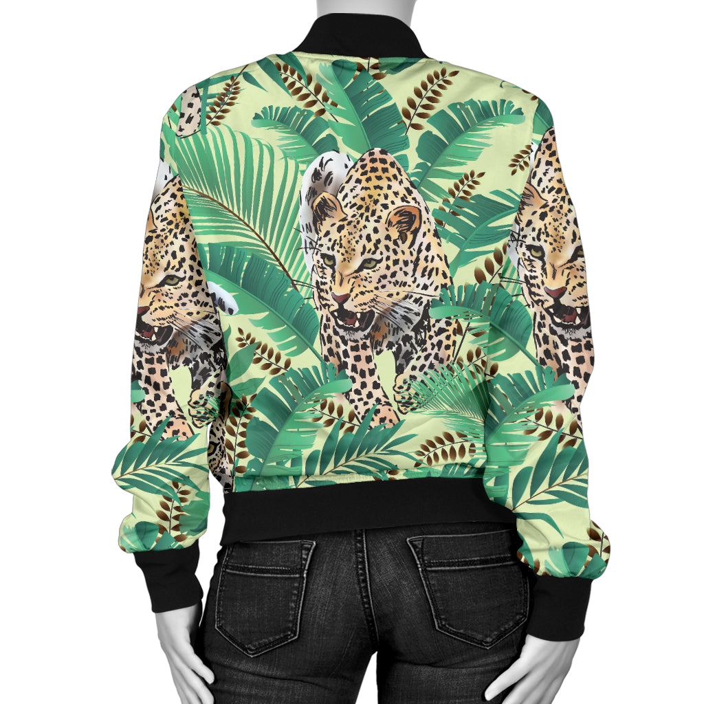 Leopard Pattern Print Design 03 Women's Bomber Jacket