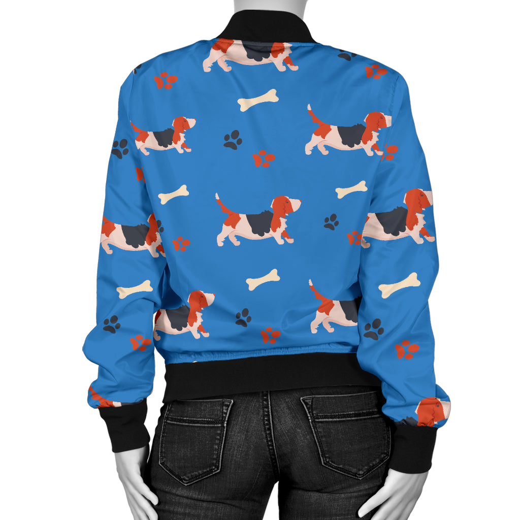 Basset Hound Pattern Print Design 02 Women's Bomber Jacket
