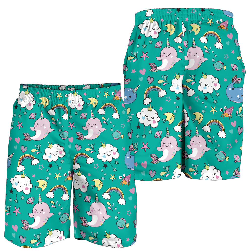Narwhal Pattern Print Design 04 Mens Shorts