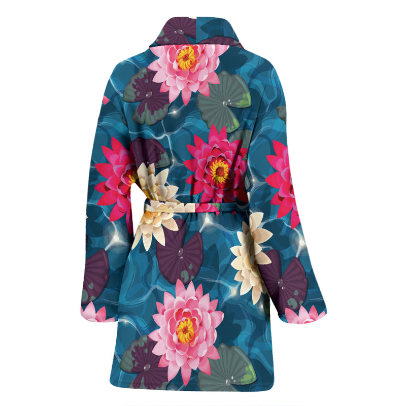 Water Lily Pattern Print Design WL05 Women Bathrobe