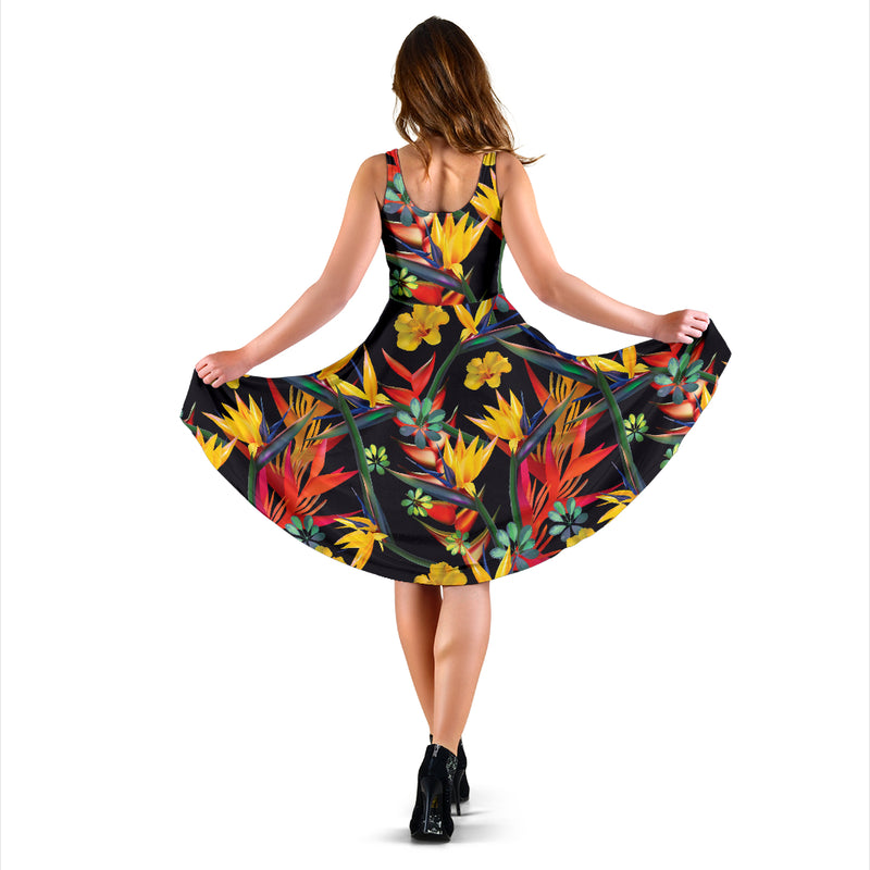 Bird Of Paradise Pattern Print Design BOP016 Midi Dress