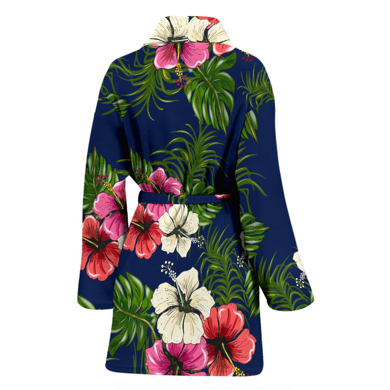 Hibiscus Pattern Print Design HB028 Women Bathrobe