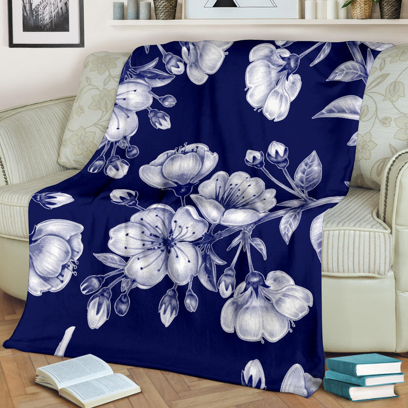 Cherry Blossom Pattern Print Design CB01 Fleece Blanket