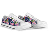 Flamingo Hibiscus Print White Bottom Low Top Shoes