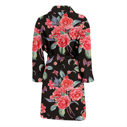 Camellia Pattern Print Design CM03 Men Bathrobe