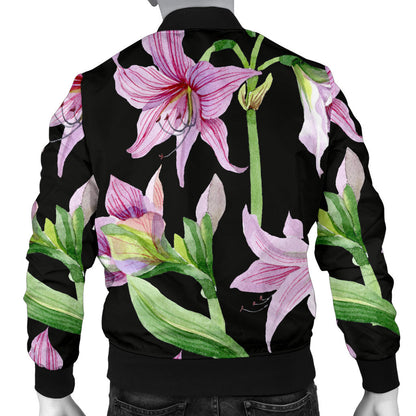 Amaryllis Pattern Print Design AL08 Men Bomber Jacket