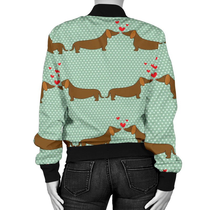 Dachshund Pattern Print Design 02 Women's Bomber Jacket