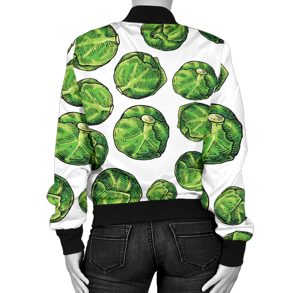 Brussels Sprouts Pattern Print Design 02 Women's Bomber Jacket