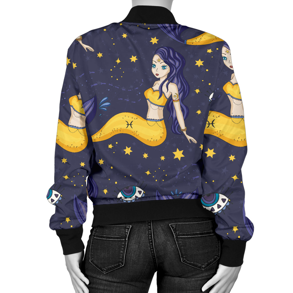 Pisces Pattern Print Design A04 Women's Bomber Jacket