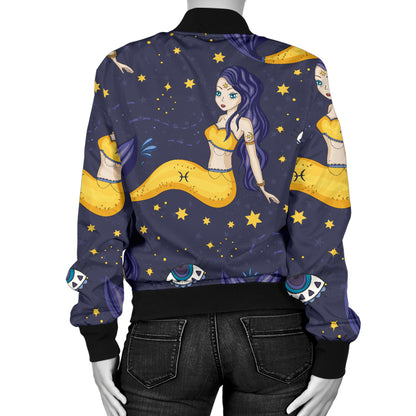 Pisces Pattern Print Design A04 Women's Bomber Jacket