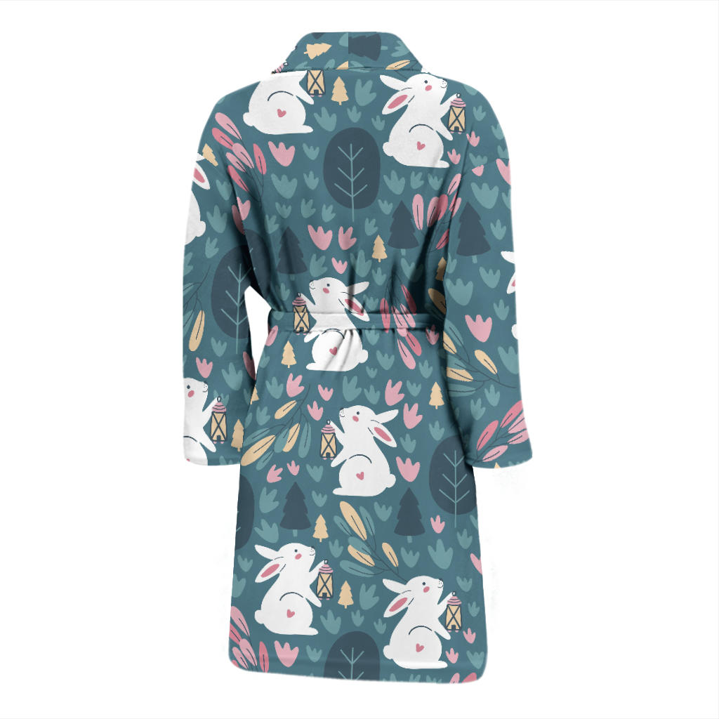Rabbit Pattern Print Design RB013 Men Bathrobe
