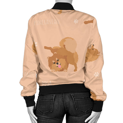 Pomeranians Pattern Print Design A06 Women's Bomber Jacket
