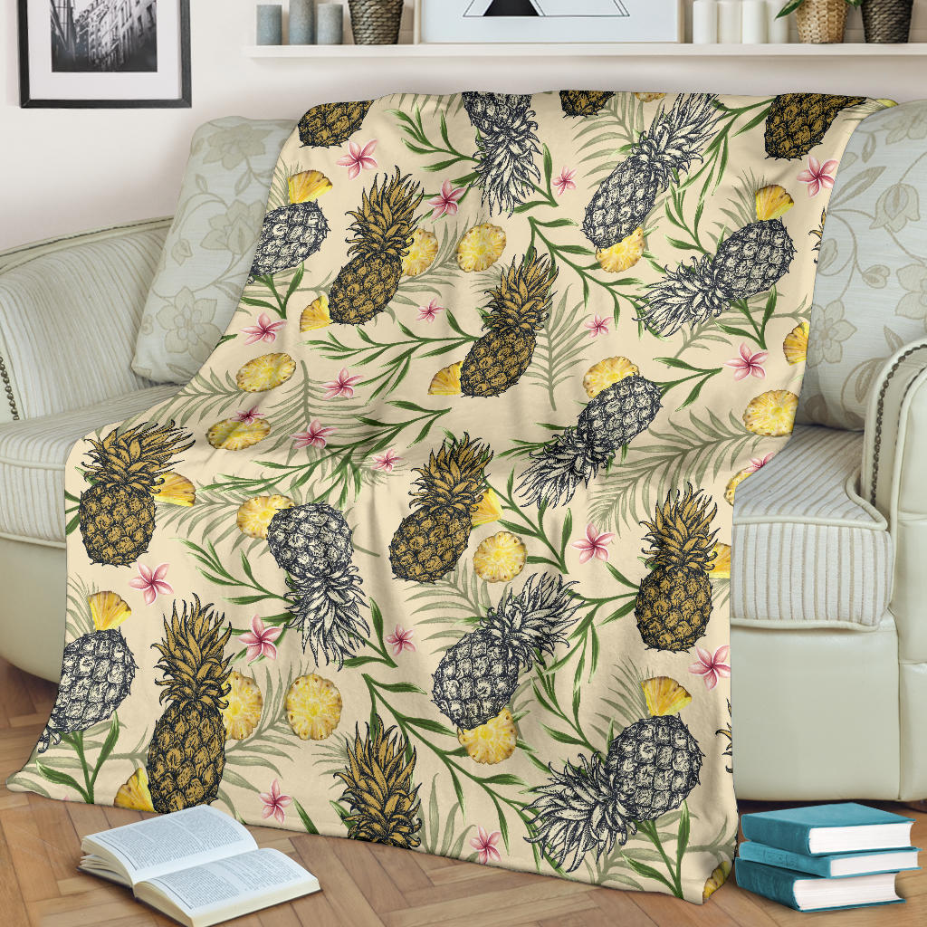 Pineapple Pattern Print Design PP012 Fleece Blanket
