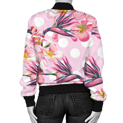 Bird Of Paradise Pattern Print Design BOP011 Women Bomber Jacket