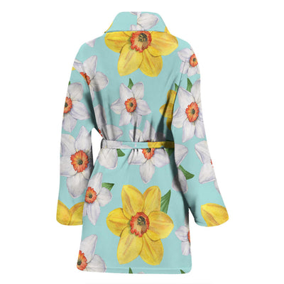 Daffodils Pattern Print Design DF07 Women Bathrobe