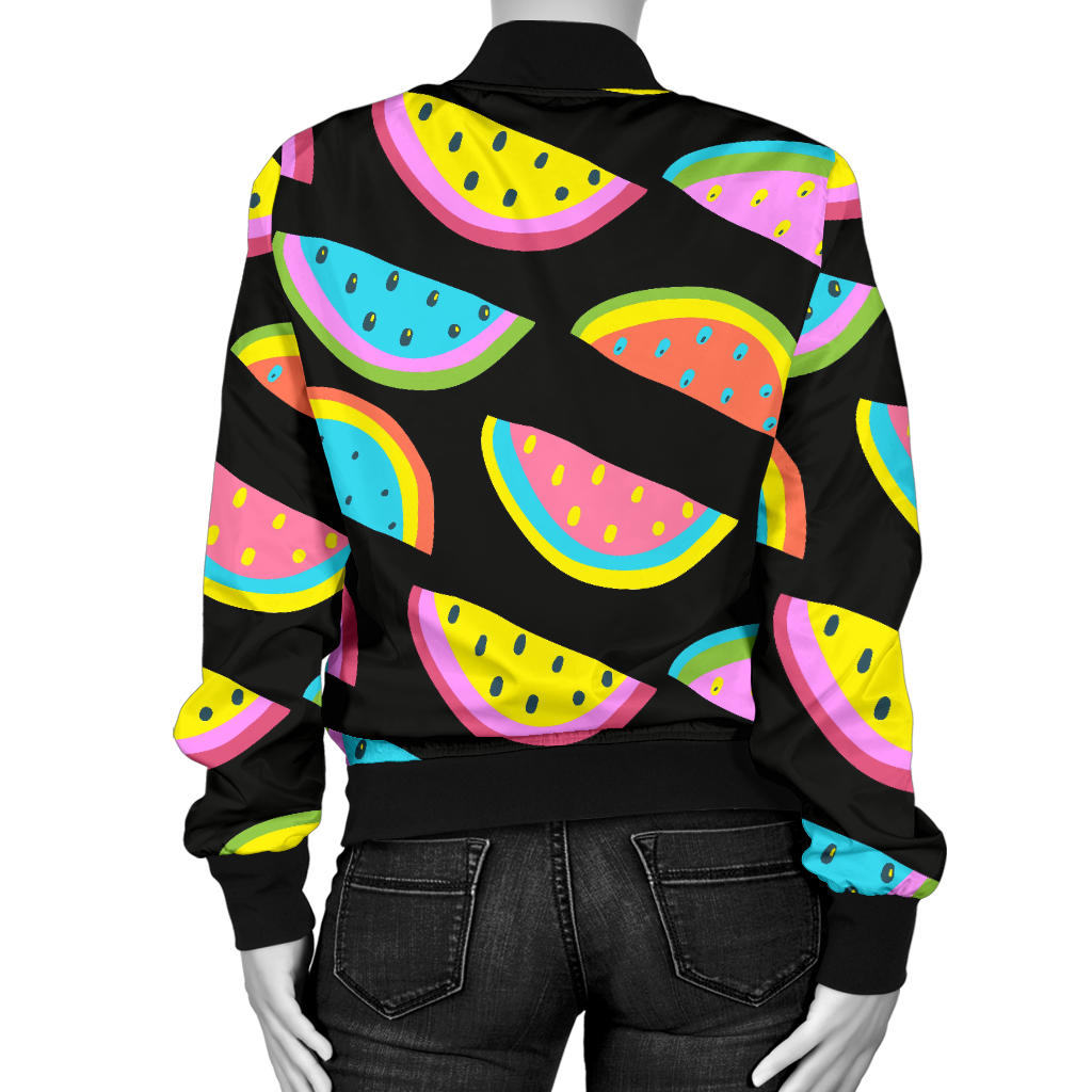 Watermelon Pattern Print Design WM08 Women Bomber Jacket