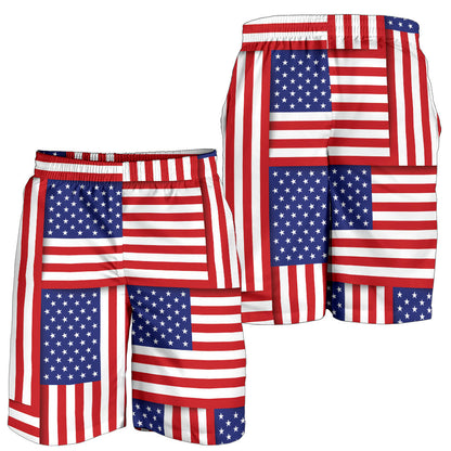 Patriotic US Flag Pattern Print Design A01 Mens Shorts
