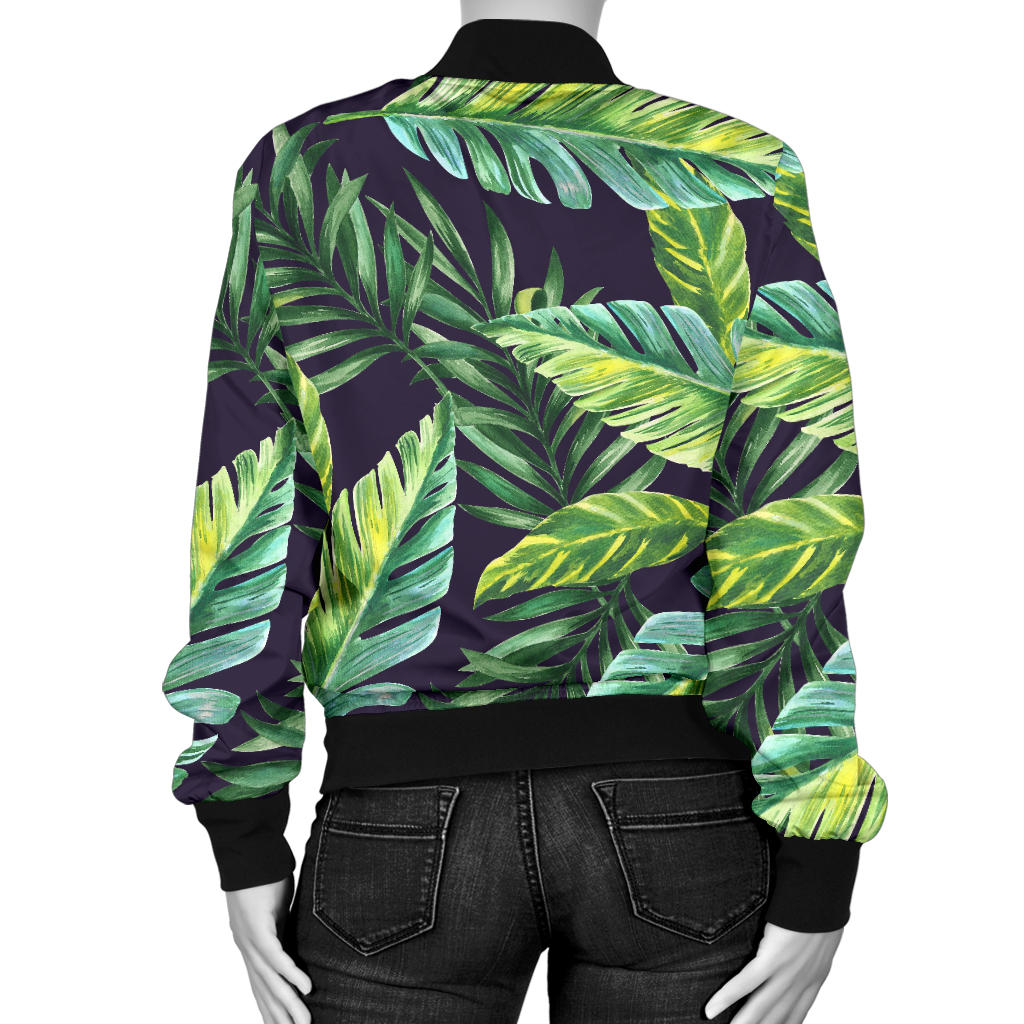 Tropical Flower Pattern Print Design TF06 Women Bomber Jacket