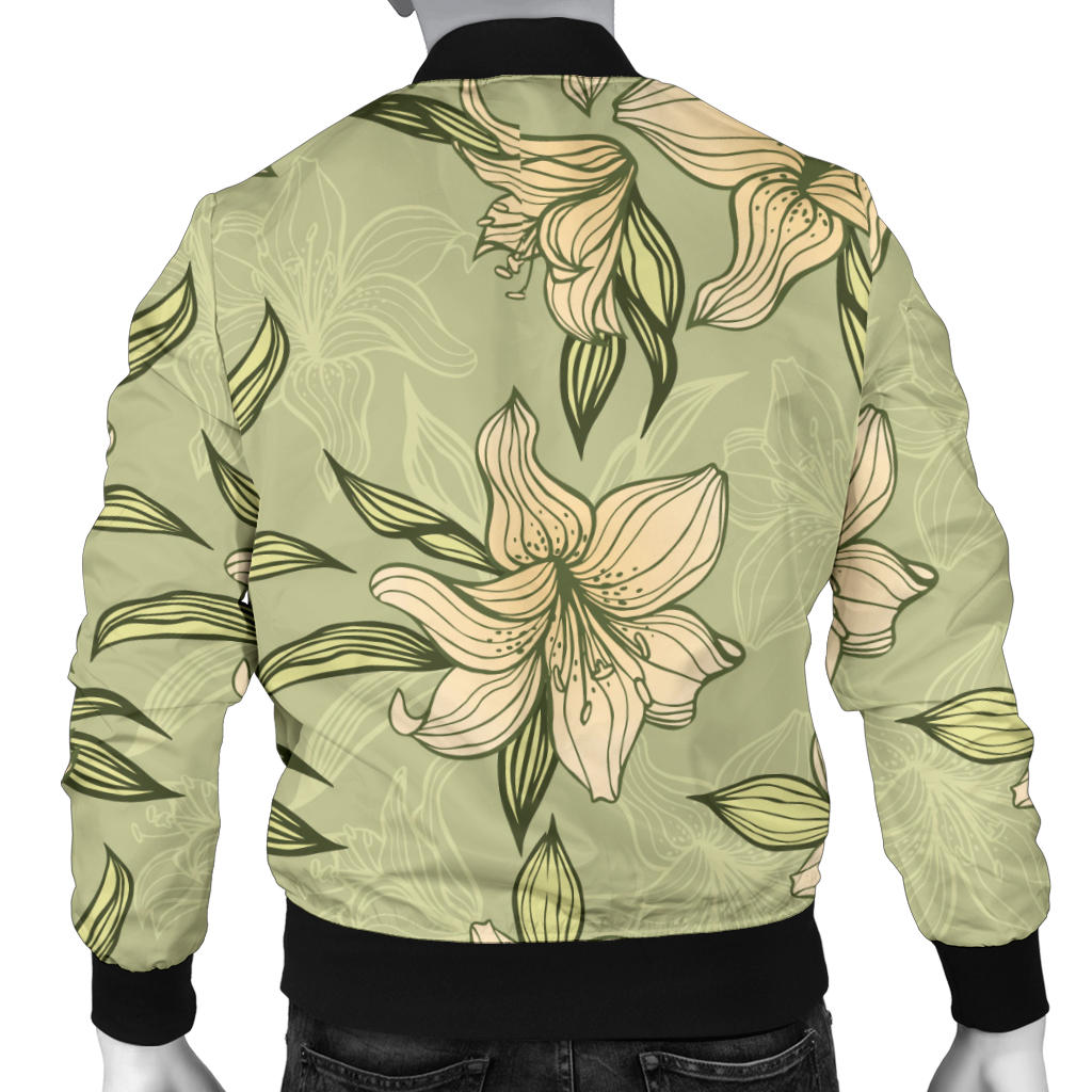 Lily Pattern Print Design LY06 Men Bomber Jacket