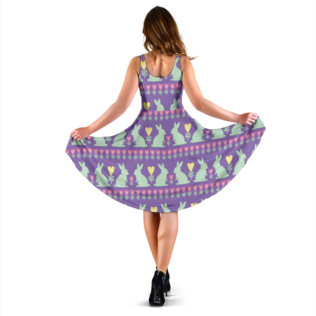 Rabbit Pattern Print Design RB01 Midi Dress