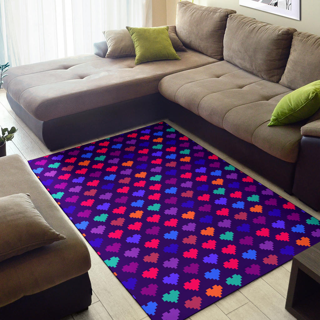 Heart Pixel Pattern Print Design HE03 Area Rugs