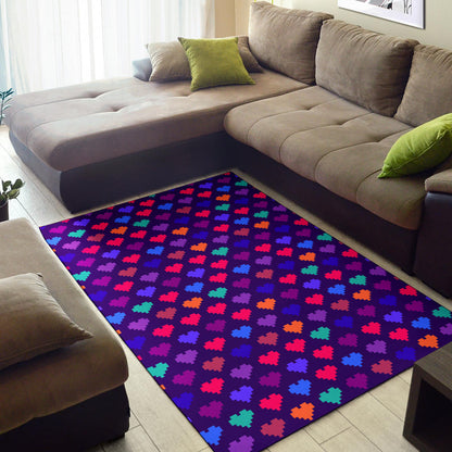Heart Pixel Pattern Print Design HE03 Area Rugs